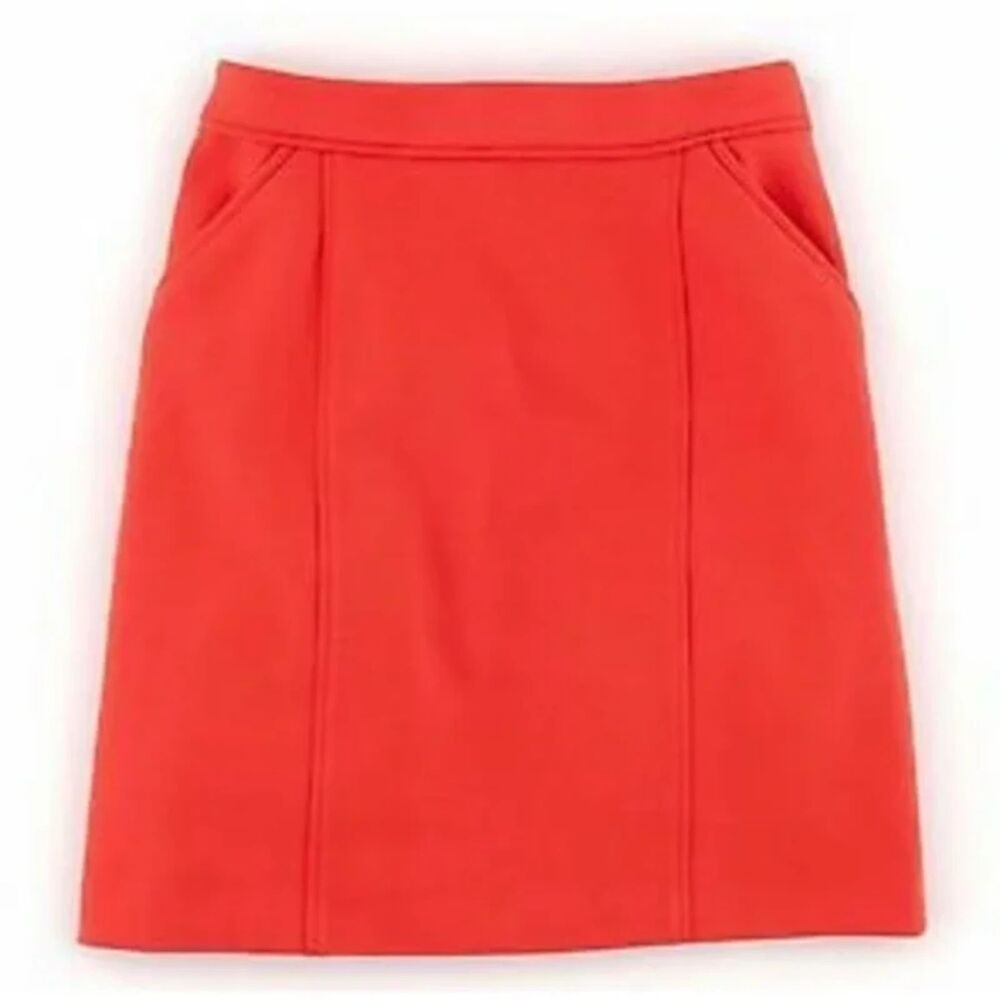 NWOT Boden Cotton Blend Sixties Mod Mini Skirt in Vibrant Orange Coral Pink 12T - Picture 4 of 11